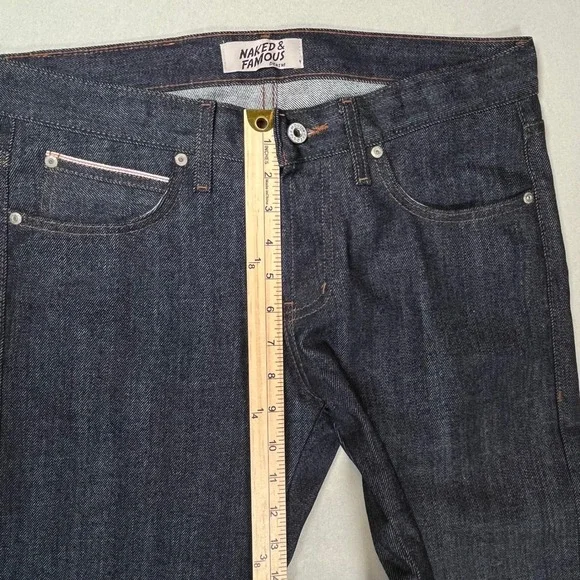 Naked & Famous Blue Super Skinny Guy Stretch Selvedge Denim Jeans Sz 32 Japanese - Picture 9 of 10